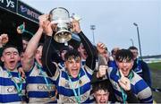 11 March 2020; Garbally College captain Cian Treacy lifts the cup as his team-mates celebrate after the Top Oil Connacht Schools Senior A Cup Final match between Garbally College and Sligo Grammar at The Sportsground in Galway. Photo by Matt Browne/Sportsfile