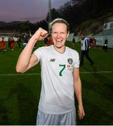 11 March 2020; Diane Caldwell of Republic of Ireland celebrates following the UEFA Women's 2021 European Championships Qualifier match between Montenegro and Republic of Ireland at Pod Malim Brdom in Petrovac, Montenegro. Photo by Stephen McCarthy/Sportsfile