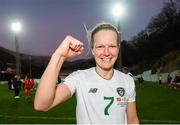 11 March 2020; Diane Caldwell of Republic of Ireland celebrates following the UEFA Women's 2021 European Championships Qualifier match between Montenegro and Republic of Ireland at Pod Malim Brdom in Petrovac, Montenegro. Photo by Stephen McCarthy/Sportsfile