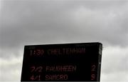 12 March 2020; A bookmakers board is seen showing the odds for Faugheen and Samcro prior to the Marsh Novices' Chase on Day Three of the Cheltenham Racing Festival at Prestbury Park in Cheltenham, England. Photo by Harry Murphy/Sportsfile