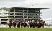 12 March 2020; Runners and riders prepare for the start of the Pertemps Network Final Handicap Hurdle on Day Three of the Cheltenham Racing Festival at Prestbury Park in Cheltenham, England. Photo by Harry Murphy/Sportsfile