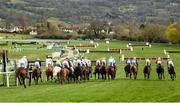 12 March 2020; Runners and riders at the start of the Pertemps Network Final Handicap Hurdle on Day Three of the Cheltenham Racing Festival at Prestbury Park in Cheltenham, England. Photo by Harry Murphy/Sportsfile