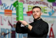 12 March 2020; Jack Byrne of Shamrock Rovers with his SSE Airtricity/SWAI Player of the Month Award for February 2020 at St. Aidan's Senior National School, Brookfield, Dublin. Photo by Seb Daly/Sportsfile