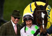 12 March 2020; Jockey Paul Townend, centre, with Min, and representative owner Rich Ricci after winning the Ryanair Chase on Day Three of the Cheltenham Racing Festival at Prestbury Park in Cheltenham, England. Photo by Harry Murphy/Sportsfile