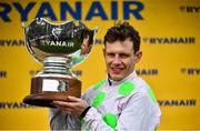 12 March 2020; Jockey Paul Townend with the cup after winning the Ryanair Chase on Min during Day Three of the Cheltenham Racing Festival at Prestbury Park in Cheltenham, England. Photo by David Fitzgerald/Sportsfile