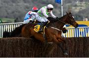 12 March 2020; Min, with Paul Townend up, leads runner-up Saint Calvados, with Gavin Sheehan up, behind, as they jump the last during the Ryanair Chase on Day Three of the Cheltenham Racing Festival at Prestbury Park in Cheltenham, England. Photo by David Fitzgerald/Sportsfile