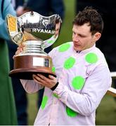 12 March 2020; Jockey Paul Townend with the cup after winning the Ryanair Chase on Min during Day Three of the Cheltenham Racing Festival at Prestbury Park in Cheltenham, England. Photo by Harry Murphy/Sportsfile