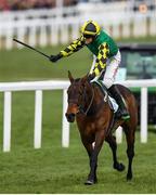 12 March 2020; Lisnagar Oscar, with Adam Wedge up, celebrates after passing to post to win the Paddy Power Stayers' Hurdle on Day Three of the Cheltenham Racing Festival at Prestbury Park in Cheltenham, England. Photo by Harry Murphy/Sportsfile