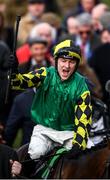 12 March 2020; Adam Wedge on Lisnagar Oscar, celebrate after winning the Paddy Power Stayers' Hurdle on Day Three of the Cheltenham Racing Festival at Prestbury Park in Cheltenham, England. Photo by Harry Murphy/Sportsfile