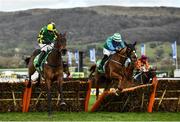 12 March 2020; Lisnagar Oscar, with Adam Wedge up, left, jumps the last ahead of runner-up Ronald Pump, with Bryan Cooper up, on their way to winning the Paddy Power Stayers' Hurdle on Day Three of the Cheltenham Racing Festival at Prestbury Park in Cheltenham, England. Photo by David Fitzgerald/Sportsfile