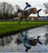 12 March 2020; Le Musee, with Kieren Buckley up, jumps the water-jump during the Fulke Walwyn Kim Muir Challenge Cup Amateur Riders' Handicap Chase on Day Three of the Cheltenham Racing Festival at Prestbury Park in Cheltenham, England. Photo by Harry Murphy/Sportsfile