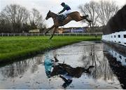12 March 2020; Le Musee, with Kieren Buckley up, jumps the water-jump during the Fulke Walwyn Kim Muir Challenge Cup Amateur Riders' Handicap Chase on Day Three of the Cheltenham Racing Festival at Prestbury Park in Cheltenham, England. Photo by Harry Murphy/Sportsfile