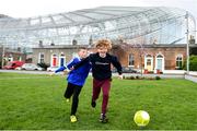 13 March 2020; Johnny Murphy, aged 8, left, and Toby Slye O'Connell, aged 11, both from Sandymount in Dublin, play soccer on Havelock Square, beside the Aviva Stadium. Following directives from the Irish Government and the Department of Health the majority of the country's sporting associations have suspended all activity until March 29, in an effort to contain the spread of the Coronavirus (COVID-19). Photo by Sam Barnes/Sportsfile