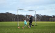 13 March 2020; Gracie and Dominic Hendrick have a kickabout on the public soccer pitches in the Phoenix Park. Following directives from the Irish Government and the Department of Health the majority of the country's sporting associations have suspended all activity until March 29, in an effort to contain the spread of the Coronavirus (COVID-19). Photo by Brendan Moran/Sportsfile