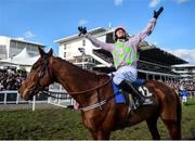 13 March 2020; Paul Townend on Monkfish, celebrates after winning the Albert Bartlett Novices' Hurdle on Day Four of the Cheltenham Racing Festival at Prestbury Park in Cheltenham, England. Photo by David Fitzgerald/Sportsfile