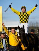 13 March 2020; Jockey Paul Townend celebrates after winning the Magners Cheltenham Gold Cup Chase on Al Boum Photo on Day Four of the Cheltenham Racing Festival at Prestbury Park in Cheltenham, England. Photo by Harry Murphy/Sportsfile