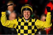 13 March 2020; Jockey Paul Townend celebrates after winning the Magners Cheltenham Gold Cup Chase on Al Boum Photo on Day Four of the Cheltenham Racing Festival at Prestbury Park in Cheltenham, England. Photo by David Fitzgerald/Sportsfile
