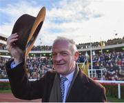 13 March 2020; Trainer Willie Mullins celebrates after he sent out Al Boum Photo to win the Magners Cheltenham Gold Cup Chase on Day Four of the Cheltenham Racing Festival at Prestbury Park in Cheltenham, England. Photo by David Fitzgerald/Sportsfile