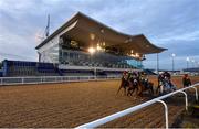 13 March 2020; A view of the field as they pass the empty grandstand during the Irishinjuredjockeys.com Handicap at Dundalk Stadium in Co Louth. Photo by Seb Daly/Sportsfile