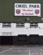 14 March 2020; A general view of Oriel Park, home of Dundalk Football Club. Following directives from the Irish Government and the Department of Health the majority of the country's sporting associations have suspended all activity until March 29, in an effort to contain the spread of the Coronavirus (COVID-19). Photo by Ben McShane/Sportsfile