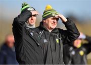 1 March 2020; Donegal manager Declan Bonner, right, along with selector Karl Lacey during the Allianz Football League Division 1 Round 5 match between Donegal and Monaghan at Fr. Tierney Park in Ballyshannon, Donegal. Photo by Oliver McVeigh/Sportsfile