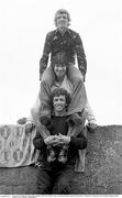 10 August 1977; Shamrock Rovers player/manager John Giles, with Ray Treacy, and Eamon Dunphy during a Shamrock Rovers photocall at Glenmalure Park in Miltown, Dublin. Picture credit: Connolly Collection / SPORTSFILE