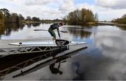 15 March 2020; Darragh Thomas enters the water ahead of a Junior 'A' K1 Training session at Salmon Leap Canoe Club in Leixlip, Co Kildare. Photo by Sam Barnes/Sportsfile