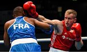 15 March 2020; Nikoljas Grisunins of Latvia, right, in action against Wilfried Florentin of France in their Men's heavyweight 81KG+ fight on Day Two of the Road to Tokyo European Boxing Olympic Qualifying Event at Copper Box Arena in Queen Elizabeth Olympic Park, London, England. Photo by Harry Murphy/Sportsfile