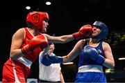 15 March 2020; Christina Desmond of Ireland, right, and Angela Carini of Italy in their Women's Welterweight 69KG Preliminary round fight on Day Two of the Road to Tokyo European Boxing Olympic Qualifying Event at Copper Box Arena in Queen Elizabeth Olympic Park, London, England. Photo by Harry Murphy/Sportsfile