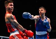 15 March 2020; Alexandru Paraschiv of Moldova. right, and Michal Takacs of Slovakia in their Men's Lightweight 63KG Preliminary round fight on Day Two of the Road to Tokyo European Boxing Olympic Qualifying Event at Copper Box Arena in Queen Elizabeth Olympic Park, London, England. Photo by Harry Murphy/Sportsfile