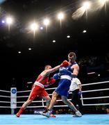 15 March 2020; David Michalek of Slovakia, left, and Mateusz Masternak of Poland during their Men's Heavyweight 91KG Preliminary round fight on Day Two of the Road to Tokyo European Boxing Olympic Qualifying Event at Copper Box Arena in Queen Elizabeth Olympic Park, London, England. Photo by Harry Murphy/Sportsfile