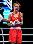 16 March 2020; Carly McNaul of Ireland reacts after her defeat in the Women's Flyweight 51KG Preliminary round bout against Charley-Sian Davison of Great Britain on Day Three of the Road to Tokyo European Boxing Olympic Qualifying Event at Copper Box Arena in Queen Elizabeth Olympic Park, London, England. Photo by Harry Murphy/Sportsfile