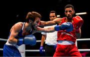 16 March 2020; Galal Yafai of Great Britain, right, and Rasul Saliev of Russia during their Men's Flyweight 52KG Preliminary round bout on Day Three of the Road to Tokyo European Boxing Olympic Qualifying Event at Copper Box Arena in Queen Elizabeth Olympic Park, London, England. Photo by Harry Murphy/Sportsfile
