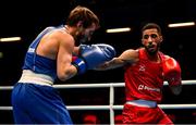 16 March 2020; Galal Yafai of Great Britain, right, and Rasul Saliev of Russia during their Men's Flyweight 52KG Preliminary round bout on Day Three of the Road to Tokyo European Boxing Olympic Qualifying Event at Copper Box Arena in Queen Elizabeth Olympic Park, London, England. Photo by Harry Murphy/Sportsfile