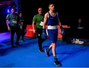 16 March 2020; Brendan Irvine of Ireland makes his way to the ring ahead of his Men's Flyweight 52KG Preliminary round bout against Istvan Szaka of Hungary on Day Three of the Road to Tokyo European Boxing Olympic Qualifying Event at Copper Box Arena in Queen Elizabeth Olympic Park, London, England. Photo by Harry Murphy/Sportsfile