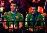 16 March 2020; Irish boxers Emmet Brennan, left, and George Bates during Day Three of the Road to Tokyo European Boxing Olympic Qualifying Event at Copper Box Arena in Queen Elizabeth Olympic Park, London, England. Photo by Harry Murphy/Sportsfile