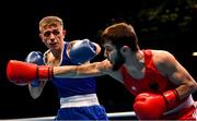 16 March 2020; Kurt Walker of Ireland, left, and Hamsat Shadalov of Germany during their Men's Welterweight 57KG Preliminary round bout on Day Three of the Road to Tokyo European Boxing Olympic Qualifying Event at Copper Box Arena in Queen Elizabeth Olympic Park, London, England. Photo by Harry Murphy/Sportsfile