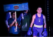 16 March 2020; Dionysos Pefanis of Greece makes his way to the ring ahead of his Men's Welterweight 69KG Preliminary round bout against Eric Tudor of Romania on Day Three of the Road to Tokyo European Boxing Olympic Qualifying Event at Copper Box Arena in Queen Elizabeth Olympic Park, London, England. Photo by Harry Murphy/Sportsfile