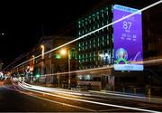 16 March 2020; A countdown clock to UEFA EURO 2020 is projected on a Dublin City Council office building, at Palace Street in Dublin, in advance of UEFA's meeting to discuss the upcoming tournament amid the on-going global pandemic of Coronavirus (COVID-19). Dublin, one of 12 host cities, is scheduled to host three group games and one round 16 game at the Aviva Stadium in June 2020. Photo by Stephen McCarthy/Sportsfile