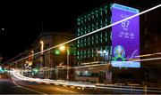 16 March 2020; A countdown clock to UEFA EURO 2020 is projected on a Dublin City Council office building, at Palace Street in Dublin, in advance of UEFA's meeting to discuss the upcoming tournament amid the on-going global pandemic of Coronavirus (COVID-19). Dublin, one of 12 host cities, is scheduled to host three group games and one round 16 game at the Aviva Stadium in June 2020. Photo by Stephen McCarthy/Sportsfile