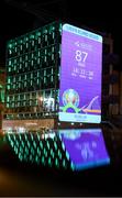 17 March 2020; A countdown clock to UEFA EURO 2020 is projected on a Dublin City Council office building, at Palace Street in Dublin, in advance of UEFA's meeting to discuss the upcoming tournament amid the on-going global pandemic of Coronavirus (COVID-19). Dublin, one of 12 host cities, is scheduled to host three group games and one round 16 game at the Aviva Stadium in June 2020. Photo by Stephen McCarthy/Sportsfile