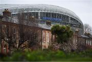 17 March 2020; The Aviva Stadium in Dublin, one of 12 stadiums across Europe due to host UEFA EURO 2020. Following UEFA's meeting to discuss the upcoming tournament amid the on-going global pandemic of Coronavirus (COVID-19), the decision has been taken to postpone the tournament until June 2021. Dublin is scheduled to host three group games and one round 16 game at the Aviva Stadium. Photo by Stephen McCarthy/Sportsfile