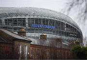 17 March 2020; The Aviva Stadium in Dublin, one of 12 stadiums across Europe due to host UEFA EURO 2020. Following UEFA's meeting to discuss the upcoming tournament amid the on-going global pandemic of Coronavirus (COVID-19), the decision has been taken to postpone the tournament until June 2021. Dublin is scheduled to host three group games and one round 16 game at the Aviva Stadium. Photo by Stephen McCarthy/Sportsfile