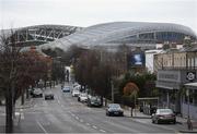 17 March 2020; The Aviva Stadium in Dublin, one of 12 stadiums across Europe due to host UEFA EURO 2020. Following UEFA's meeting to discuss the upcoming tournament amid the on-going global pandemic of Coronavirus (COVID-19), the decision has been taken to postpone the tournament until June 2021. Dublin is scheduled to host three group games and one round 16 game at the Aviva Stadium. Photo by Stephen McCarthy/Sportsfile