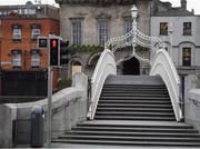 17 March 2020; The Ha'penny Bridge in Dublin following UEFA's meeting to discuss the upcoming tournament amid the on-going global pandemic of Coronavirus (COVID-19), the decision has been taken to postpone the tournament until June 2021. Dublin, one of 12 host cities across Europe, is due to host UEFA EURO 2020. The Aviva Stadium is scheduled to host three group games and one round 16 game. Photo by Stephen McCarthy/Sportsfile