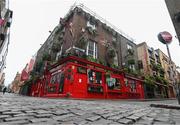 17 March 2020; The Temple Bar in Dublin following UEFA's meeting to discuss the upcoming tournament amid the on-going global pandemic of Coronavirus (COVID-19), the decision has been taken to postpone the tournament until June 2021. Dublin, one of 12 host cities across Europe, is due to host UEFA EURO 2020. The Aviva Stadium is scheduled to host three group games and one round 16 game. Photo by Stephen McCarthy/Sportsfile