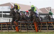 17 March 2020; Forrard Away, left, with Mark Bolger up, jumps the last alongside My Club Colours, with Sean O'Keeffe up, on their way to winning The M2 Construction Wexford Novice Handicap Hurdle at Wexford Racecourse in Carricklawn, Wexford. Photo by Matt Browne/Sportsfile