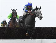 17 March 2020; Shakeytry, with Philip Enright up, jumps the last ahead of Conright Boy, with Hugh Morgan up, who finished second, on their way to winning the Tomcoole Farm Ltd. Novice Handicap Steeplechase after jumping the last at Wexford Racecourse in Carricklawn, Wexford. Photo by Matt Browne/Sportsfile