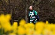 18 March 2020; Glenavon footballer Conan Byrne, formerly of UCD, Sporting Fingal, Shelbourne and St Patrick's Athletic, passes through Stillorgan during his marathon walk in aid of the Irish Cancer Society which took in every SSE Airtricity League of Ireland stadium in the Dublin region and which started off in Tolka Park and finished at the Aviva Stadium. Photo by Sam Barnes/Sportsfile