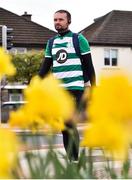 18 March 2020; Glenavon footballer Conan Byrne, formerly of UCD, Sporting Fingal, Shelbourne and St Patrick's Athletic, passes through Mount Merrion during his marathon walk in aid of the Irish Cancer Society which took in every SSE Airtricity League of Ireland stadium in the Dublin region and which started off in Tolka Park and finished at the Aviva Stadium. Photo by Sam Barnes/Sportsfile